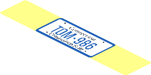 ~Sticker  0.7 x  3.6 with "TOM 986" Connecticut License Plate
