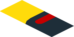 ~Sticker  0.8 x  1.9 with Red Stripe on Black and Yellow Background Left - Upper Section 5