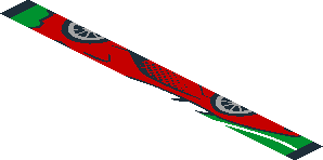 ~Sticker  1.9 x  3.8 with Red Car and White Stripes on Black and Green Background - Third Face