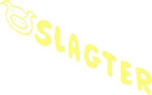 ~Brick  1 x  8 with Swine Head and "SLAGTER" Rounded Pattern - Text