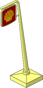 Signpost Slanted Cantilever with Suspended Sign with Shell Logo Pattern