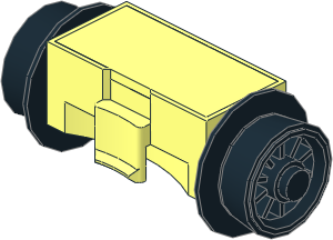 Train Brick  2 x  4 x  1.333 Sliding Wheel Block - Type B with Black Conical Wheels with Black Tyre