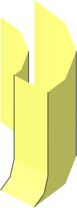 Technic Pin Long Middle Slit Quarter with Small Rectangular Hole and Round Center Hole