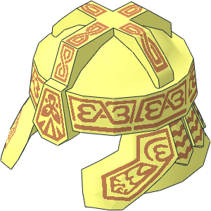 Minifig Helmet with Cheek and Neck Protection with Copper Ornaments Pattern