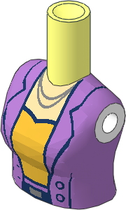 Figure Friends Woman Torso with Medium Lavender Open Vest over Gold Top, Silver Buckle and Necklace Pattern