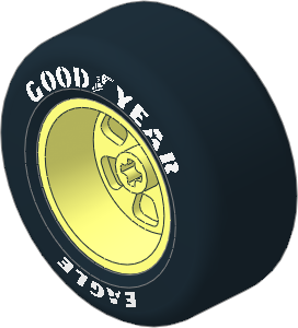 Wheel 22 x 50 with Rubber Black Integral Smooth Racing Tyre with White "GOODYEAR EAGLE" Pattern