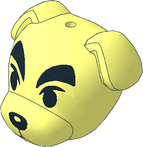 Minifig Head Animal Crossing Dog Jack Russel Terrier K.K. Slider with Black Eyes and Nose Pattern