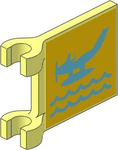 Flag  2 x  2 with Medium Azure Seaplane and Waves Sticker on Both Sides