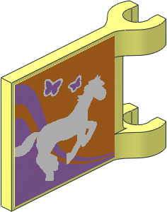 Flag  2 x  2 with Horse and Two Butterflies Sticker