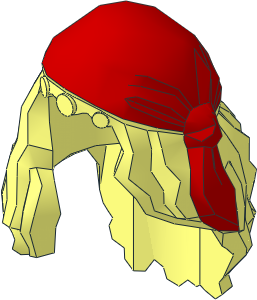 Minifig Hair Female Mid-Length with Part over Front of Right Shoulder with Red Bandana Pattern