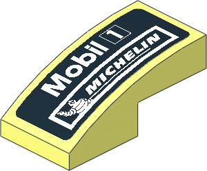Slope Brick Curved  2 x  1 with White Logos on Black Background Right Sticker