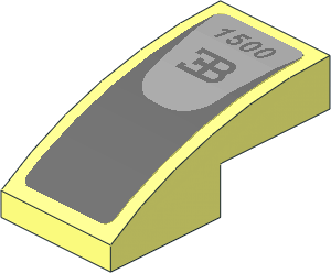 Slope Brick Curved  2 x  1 with "1500" and Bugatti Logo Sticker