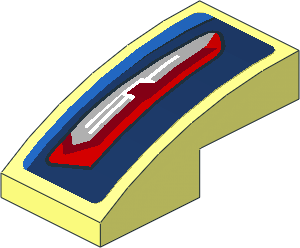 Slope Brick Curved  2 x  1 with Taillamp on Blue Background Left Sticker