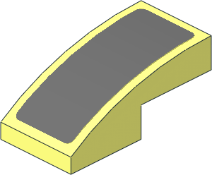 Slope Brick Curved  2 x  1 with Grey Face Sticker
