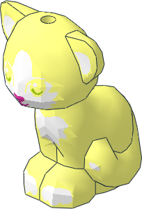 Animal Cat Sitting with Lime Eyes, Dark Pink Nose and White Patches Pattern