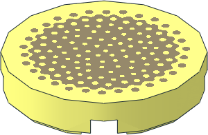 Tile  2 x  2 Round with Round Underside Stud with Dark Tan Bamboo Crossection Pattern