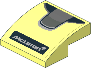 Slope Brick Curved  2 x  2 x  0.667 with Black McLaren Logo and Black Triangles and Grey Trapezoid Background Sticker