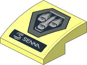 Slope Brick Curved  2 x  2 x  0.667 with Black Senna Logo and Exhaust Tailpipe on Transparent Background Sticker