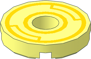 Tile 2 x 2 Round with Hole with Orange Circles Pattern