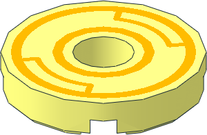 Tile 2 x 2 Round with Hole with Bright Light Orange Circles Pattern