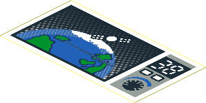 Sticker  1.5 x  2.8 with Planet Earth and Satellite on Monitor with Buttons and "38"
