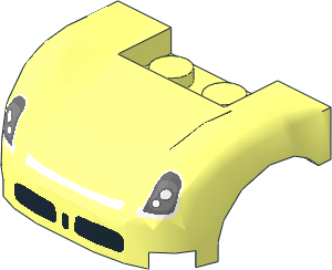 Vehicle Mudguard  3 x  4 x  1 1/3 with Curved Fenders with Silver Headlights, White Trim and Black Intake Pattern