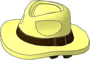 Minifig Hat with Hair, Fedora Outback Style with Wide Brim with Molded Dark Brown Band and Short Dark Brown Hair Pattern