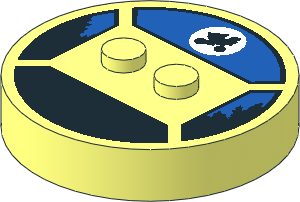 ~Electric Brick  4 x  4 x  0.667 Round - Top with  2 Studs with Black Bicycle Silhouette in White Circle Pattern