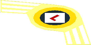 Sticker  2.6 x  5.9 with White Stripes and Red "L" in White/Black/Yellow Logo