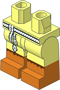 Minifig Hips and Legs with Rope Belt and Orange Feet Pattern
