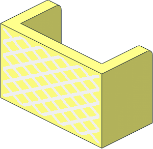 Panel  1 x  2 x  1 Double Corner with Rounded Corners with Net Pattern