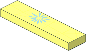 Tile  1 x  4 with Metallic Light Blue Flower and Bright Light Yellow Lines Pattern