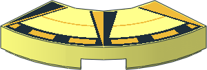 Tile  2 x  2 Corner Round with Black and Metallic Gold Compass Border Pattern