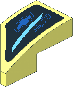 Slope Brick Curved  2 x  1 with Cutout Right with Chevrolet Logos and Light Blue Quads on Black Background Right Sticker