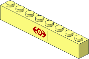 Brick  1 x  8 with Red Train Logo Sticker
