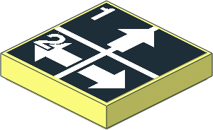Tile  2 x  2 with White Arrows Up, Left and Right, Numbers One and Two on Black Sticker