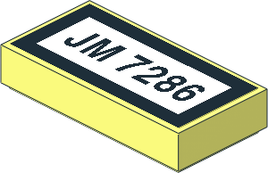 Tile  1 x  2 with Black "JM 7286" and Border on White Background Sticker