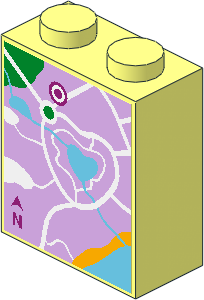 Brick  1 x  2 x  2 without Understud with Lavender Map Heartlake City Sticker