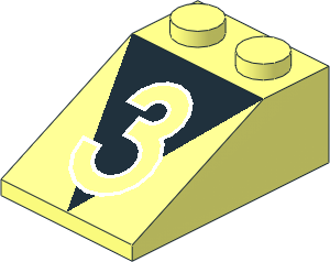 Slope Brick 33  3 x  2 with "3" over Black Triangle Pattern
