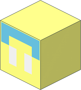 Minifig Baby Head Cuboid with Pixelated White Eyes and Medium Azure Forehead Pattern