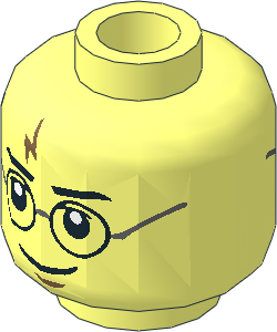 Minifig Head with HP Harry Potter with Glasses and Lightning Bolt, Smile / Frown 2-Sided Pattern