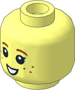 Minifig Head with Dark Orange Eyebrows, Freckles and Small Open Mouth Pattern