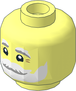Minifig Head with Laugh Lines, White and Light Bluish Grey Bushy Eyebrows, Beard and Moustache Pattern