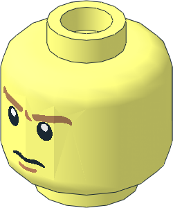 Minifig Head with LOTR Frowning / Scared 2-Sided Pattern