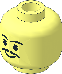 Minifig Head with Moustache, Eyebrows and Small Eyelashes Pattern