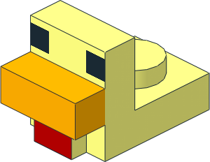 Animal Chicken Head with Black Eyes, Orange Beak and Red Wattle Pattern