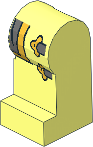 Minifig Leg Left with Gold and Dark Bluish Grey Loincloth and  2 Gold Clasps Pattern