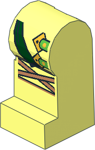 Minifig Leg Left with Dark Green Sash, Gold Buckles and Nougat Knee Wrappings Pattern
