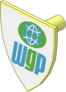 Minifig Shield Triangular with "WGP" Logo on White Background Sticker
