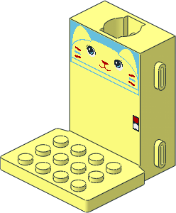 Brick  2 x  4 x  5 with Hole for Worm Screw  6L, Runners for Channels and Elevator Platform with Cat Face Pattern